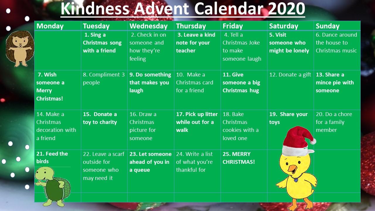 Some kindness ideas for our pupils to consider during December as we prepare for Christmas